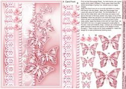 Pale Pink Butterflies Pearls and Lace Decoupage