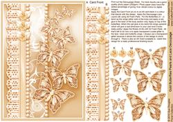 Gold Butterflies Pearls and Lace Decoupage