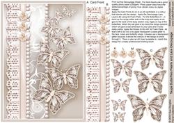 Taupe Butterflies Pearls and Lace Decoupage