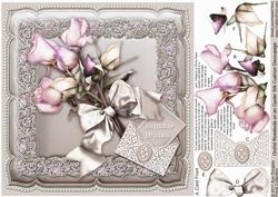 Orchid Rosebuds on an Oyster Silk Cushion 8in x 8in Decoupag