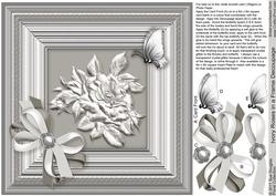 Ivory Roses in a Frame 8in x 8in Decoupage