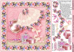 Girly Time with Lace Parasol 8in x 8in Decoupage