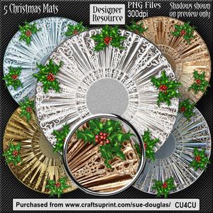 Designer Resource - Christmas Mats with Holly Embellishments
