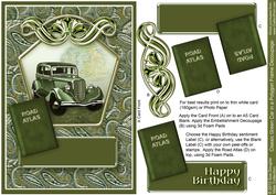 Classic Green Car in a Frame Decoupage