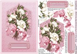 White Roses on a Pink Embossed Mat Decoupage