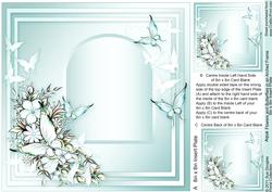 Aqua Flowers and Butterflies on an Arched Frame 8x8 Insert P