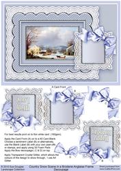 Country Snow Scene in a Broderie Anglaise Frame Decoupage