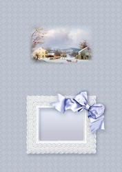 Country Snow Scene in a Broderie Anglaise Frame A5 Insert