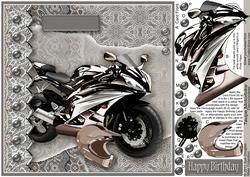Taupe Motorbike 8in x 8in Decoupage