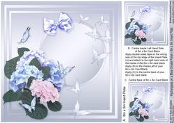 Hydrangeas on a Blue Ornate Panel - 8in x 8in Insert Plate