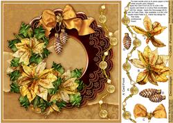 Gold Poinsettias 8in x 8in Decoupage