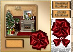 Christmas by the Fire 8in x 8in Decoupage
