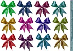 Medium Satin Bows Embellishments - Deep and Bright Colours