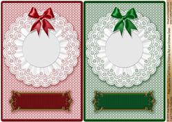 Pretty Lace Doily Card Fronts in Christmas Red and Green