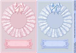 Pretty Lace Doily Card Fronts in Pink and Blue