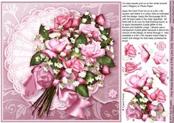 Pink Roses Bouquet on a Frilly Lace Doily 8in x 8in Decoupag