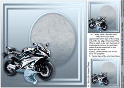 Blue Motorbike and Helmet - 8in x 8in Insert Plate