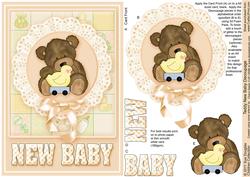 Teddy New Baby Decoupage