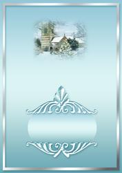 Christmas Snow Scene with Church and Pine Cones Match A5 Ins