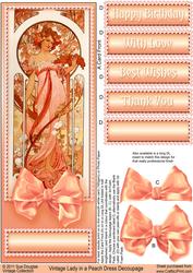 Vintage Lady in a Peach Dress Long Dl Decoupage