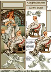 Vintage Mother and Child Long Dl Decoupage