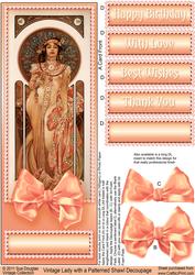 Vintage Lady with a Patterned Shawl Long Dl Decoupage