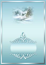Blue Christmas Snow Scene with Pine Cones Emb Match Ins Plat
