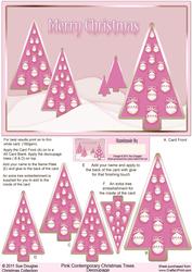 Pink Contemporary Christmas Trees A5 Decoupage