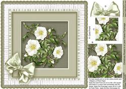 Christmas Roses in a Lace Frame Pyramage 8in x 8in