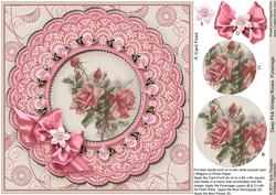 Vintage Deep Pink Roses Tapestry Pyramage 8in x 8in