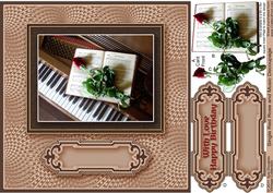 Single Red Rose and Music 8in x 8in Decoupage