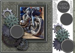 Steampunk Motorbike 8in x 8in Decoupage