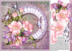 Anemones and Butterflies on a Broderie Angl Frame 8in x 8in