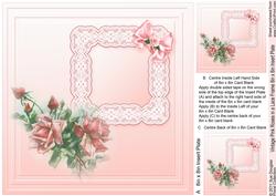 Vintage Pink Roses in a Lace Frame - 8in x 8in Insert Plate