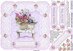 Roses and Lace 8in x 8in Decoupage