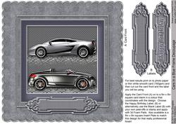 Cars in a Blue Frame 8in x 8in Decoupage