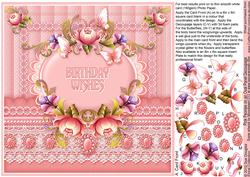 Pink Peonies on an Oval Panel 8in x 8in Decoupage