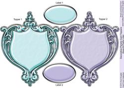 Decorative Panels Aqua & Pretty Lilac Card Toppers