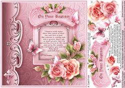On Your Baptism with Roses - 8in x 8in Decoupage