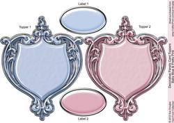Decorative Panels Baby Blue & Pretty Pink Card Toppers