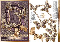 Aubergine Butterflies and Lace A5 Decoupage