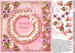 Pink Flowers and Butterflies on China Plate - 8in x 8in Deco