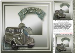Father's Day Steampunk Khakhi Vintage Car - 8in x 8in Insert