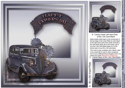 Father's Day Steampunk Vintage Car - 8in x 8in Insert Plate