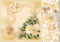 Cream Roses on a Vintage Frame - 8in x 8in Decoupage