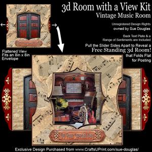3D Room with a View - Vintage Music Room