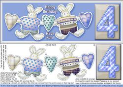 Hearts and Bunny Patches Boy Age 4 Decoupage
