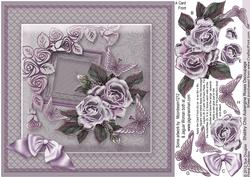Shabby Chic Aubergine Roses - 8in x 8in Decoupage