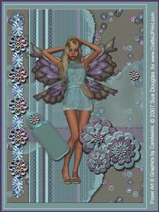 Camilla Faerie Pale Blue Kit 6 Pages, Including Decoupage Step by Step