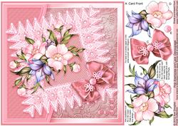 Pink Anemones and Lace - 8in x 8in Decoupage